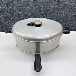 Vintage Health Craft Aluminum Oval Roaster Pan with Lid Temperature Gauge Vent